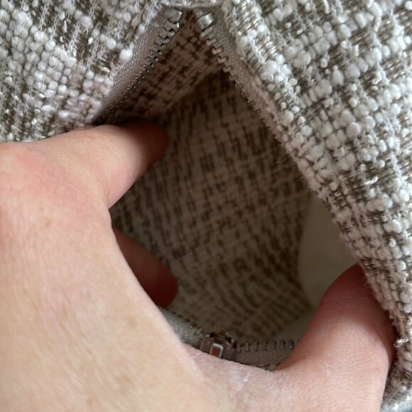 Max Studio Nordstrom NWT Jacket Diagonal Zip Knit Collar Tan White Size Large L - Picture 9 of 17